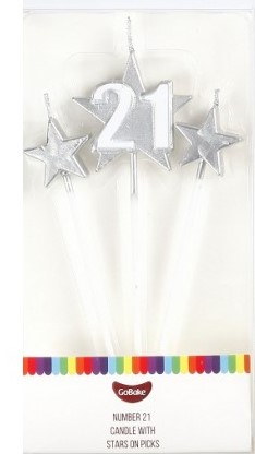 Number 21 Star Candle